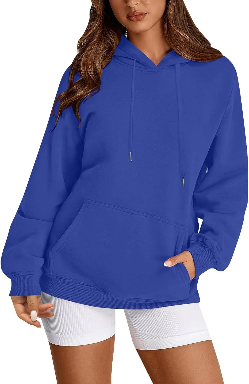 TWGONE Womens Hoodies Pullover Casual Long Sleeve Solid Lightweight Tops Loose Hooded Sweatshirt with Pocket