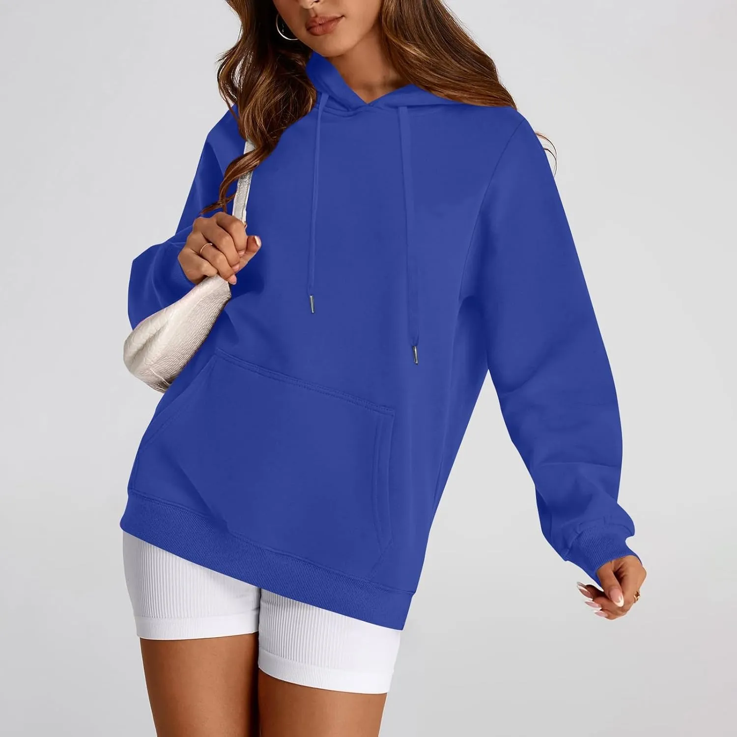 TWGONE Womens Hoodies Pullover Casual Long Sleeve Solid Lightweight Tops Loose Hooded Sweatshirt with Pocket