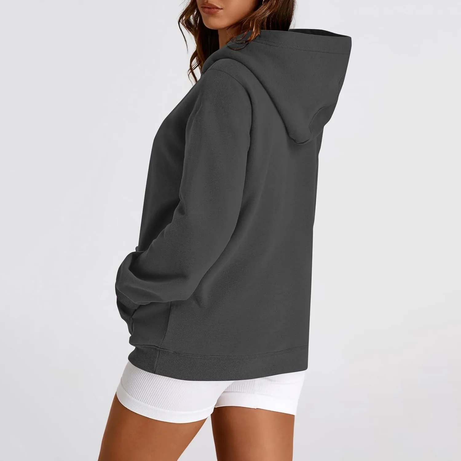 TWGONE Womens Hoodies Pullover Casual Long Sleeve Solid Lightweight Tops Loose Hooded Sweatshirt with Pocket