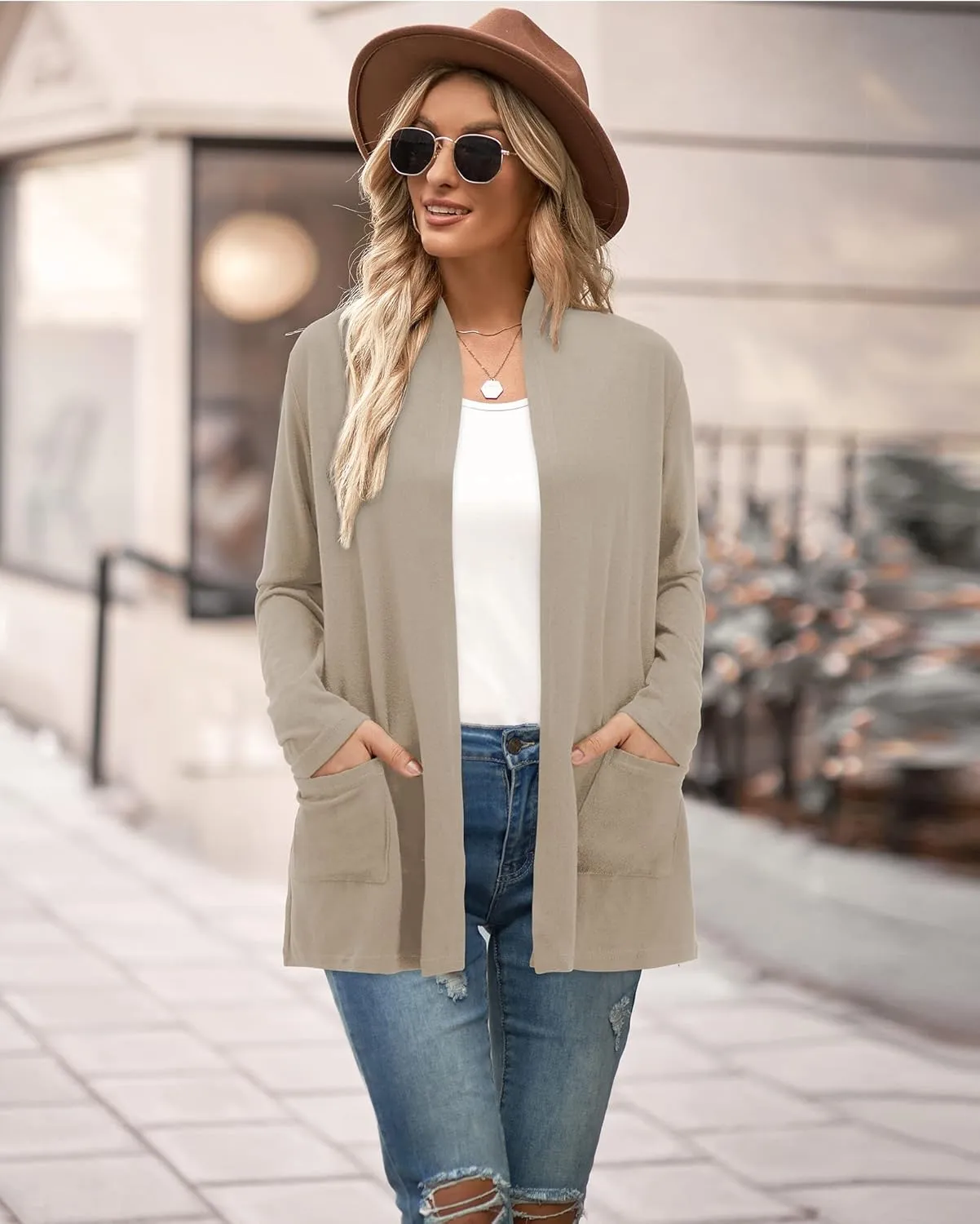 ULTRANICE Cardigan Sweaters Womens Fashion 2025 Spring Lightweight Long Sleeve Casual Tops Clothes Outfits with Pockets