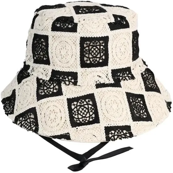 Unisex Crochet Fabric Hat - Stylish UV Sun Hats for Women - Comfortable Cotton Blend Crochet Bucket Hat