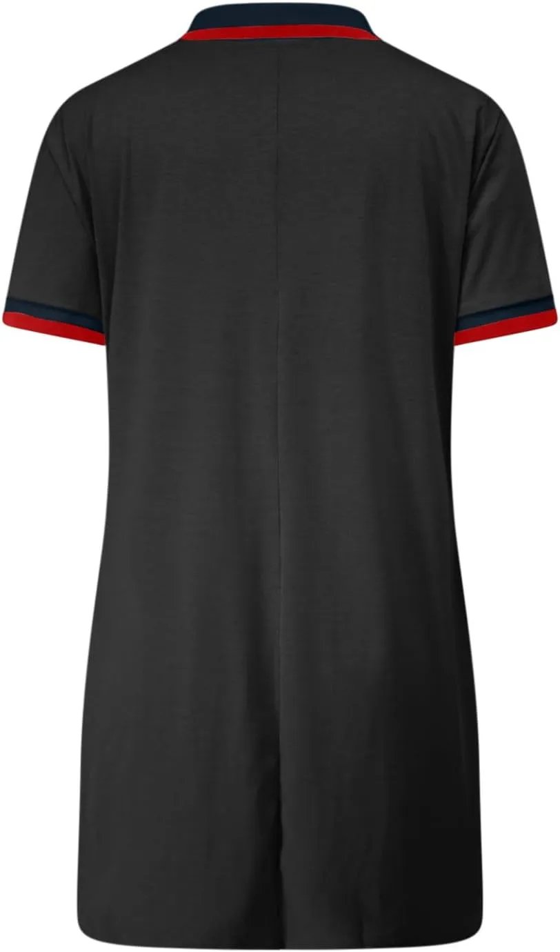 Vacation Dresses for Women 2025 Casual Short Sleeve Polo Sundress Ladies Elegant T-Shirts Dress with Pockets