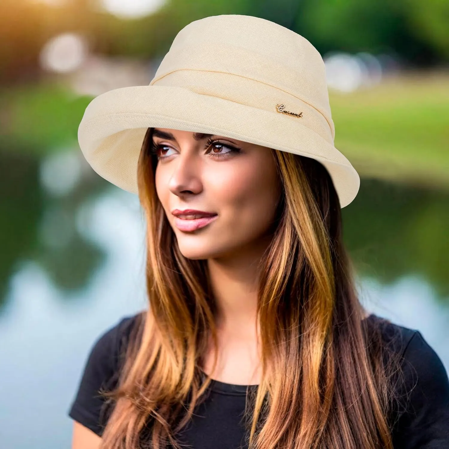 Wide Brim Bucket Hats for Women Sun-UV-Protection-Hat Breathable Packable Summer Beach Garden Hats for Outdoor Travel