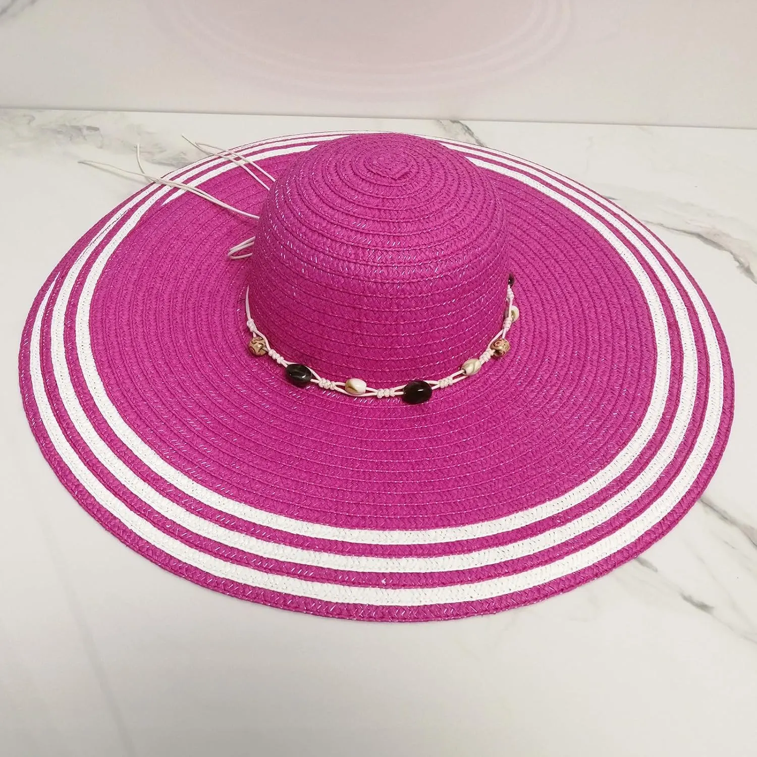 Wide Brim Sun Hats for Women UV Protection Floppy Straw Hats with Stone Decor Sun Protection Foldable Beach Hats