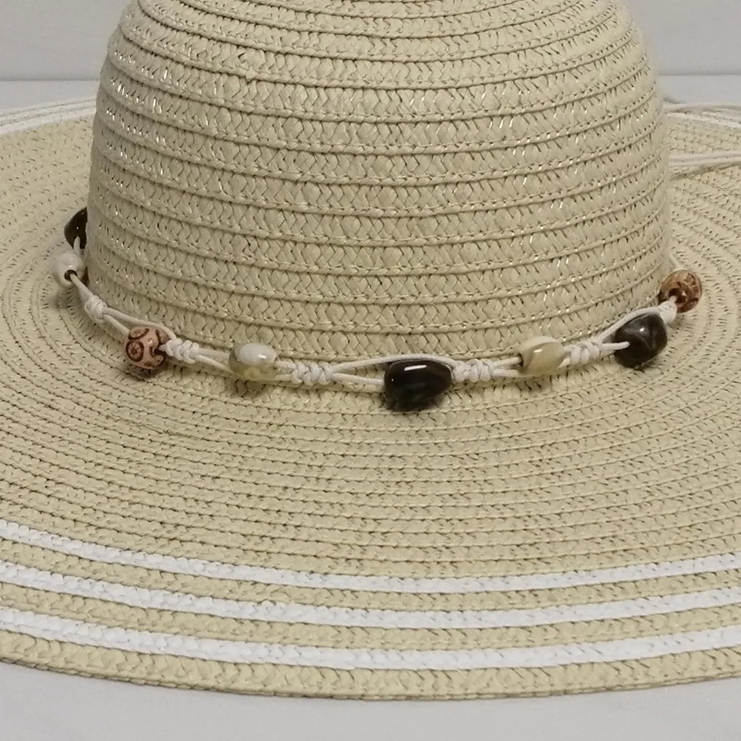 Wide Brim Sun Hats for Women UV Protection Floppy Straw Hats with Stone Decor Sun Protection Foldable Beach Hats