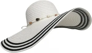 Wide Brim Sun Hats for Women UV Protection Floppy Straw Hats with Stone Decor Sun Protection Foldable Beach Hats