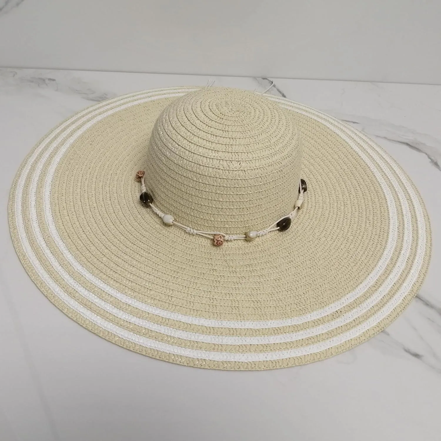 Wide Brim Sun Hats for Women UV Protection Floppy Straw Hats with Stone Decor Sun Protection Foldable Beach Hats