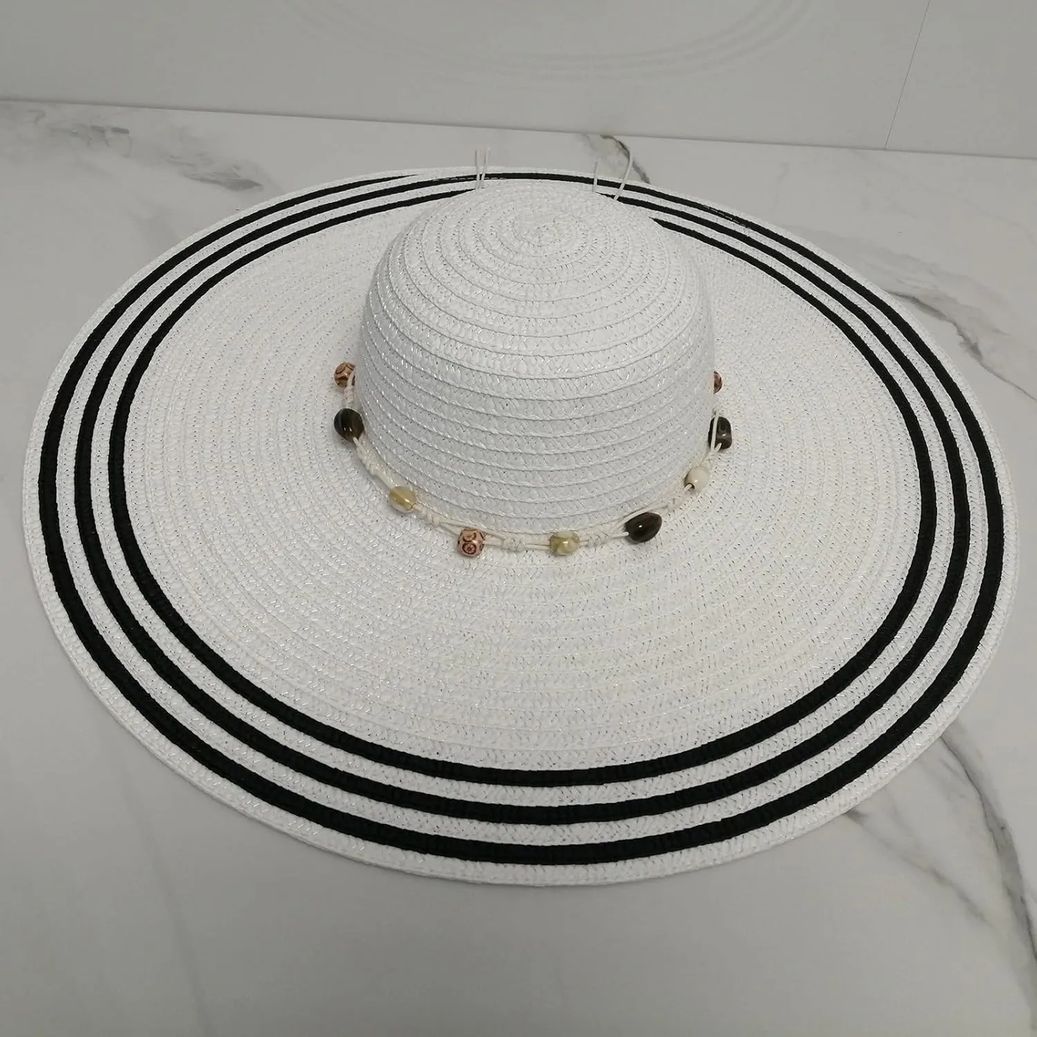 Wide Brim Sun Hats for Women UV Protection Floppy Straw Hats with Stone Decor Sun Protection Foldable Beach Hats