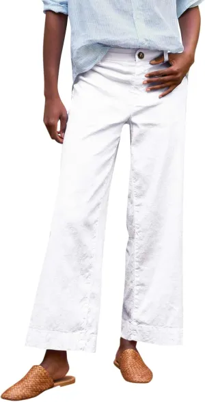 Wide Leg Cropped Linen Pants for Women Loose Dressy Casual Office Pants with Pockets Comfy High Waisted Capri Pants