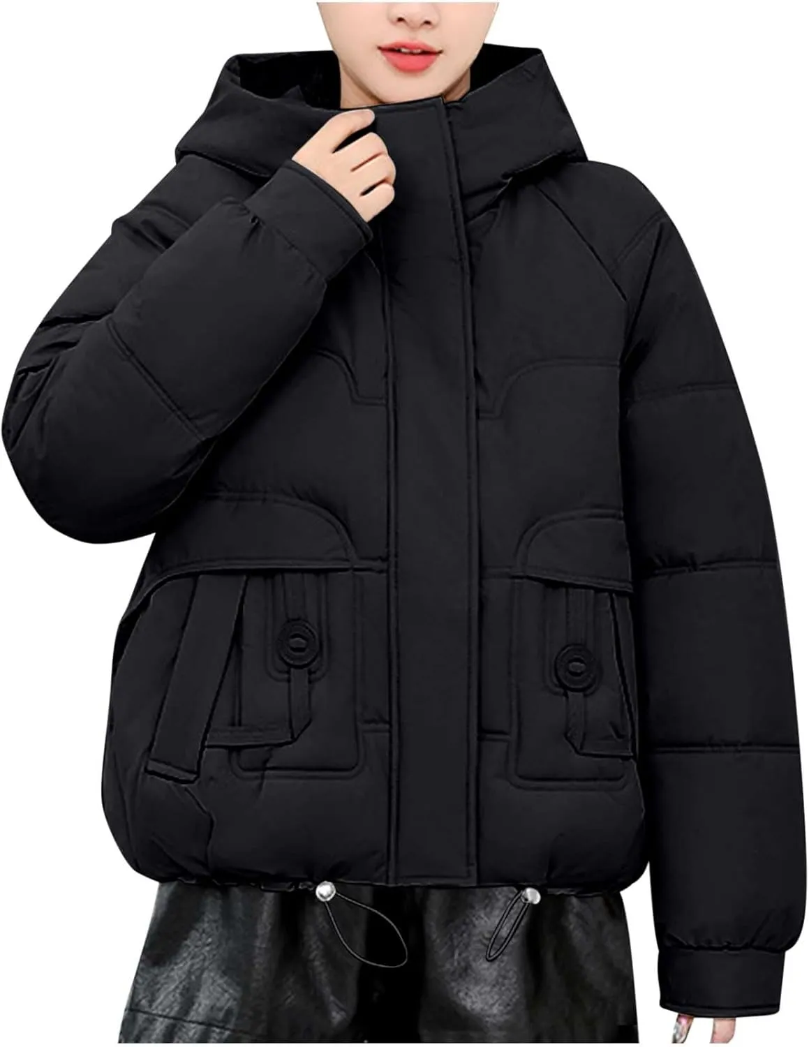 Winter Puffer down Jacket for Women Oversized Warm Outdoor Coat Ladies Hooded Padded down Jacket with Removable Hooded