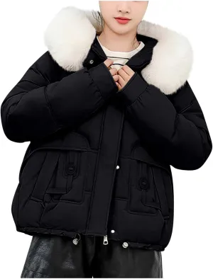 Winter Puffer down Jacket for Women Oversized Warm Outdoor Coat Ladies Hooded Padded down Jacket with Removable Hooded