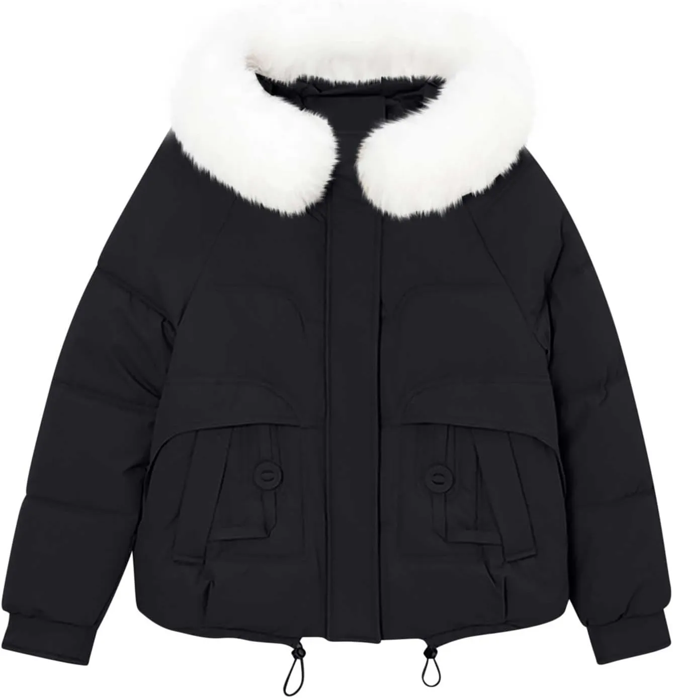 Winter Puffer down Jacket for Women Oversized Warm Outdoor Coat Ladies Hooded Padded down Jacket with Removable Hooded