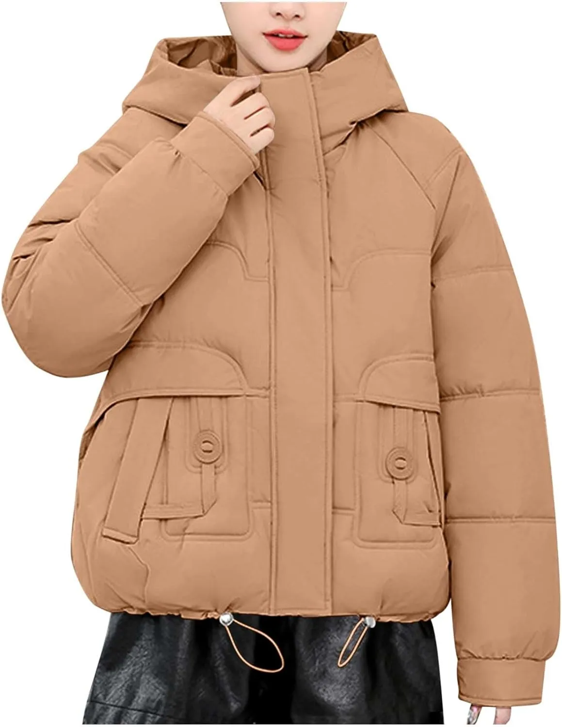 Winter Puffer down Jacket for Women Oversized Warm Outdoor Coat Ladies Hooded Padded down Jacket with Removable Hooded