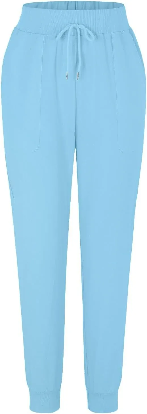 Women Cotton Linen Tapered Pants Drawstring Elastic High Waist Trousers Casual Summer Plus Size Joggers with Pockets