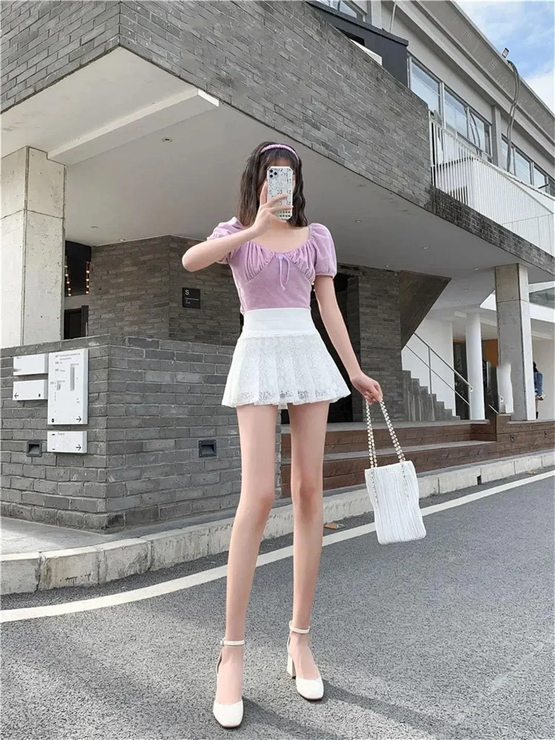 Women High Waist Mini Skirt Lace Fashion Pleated Skirts
