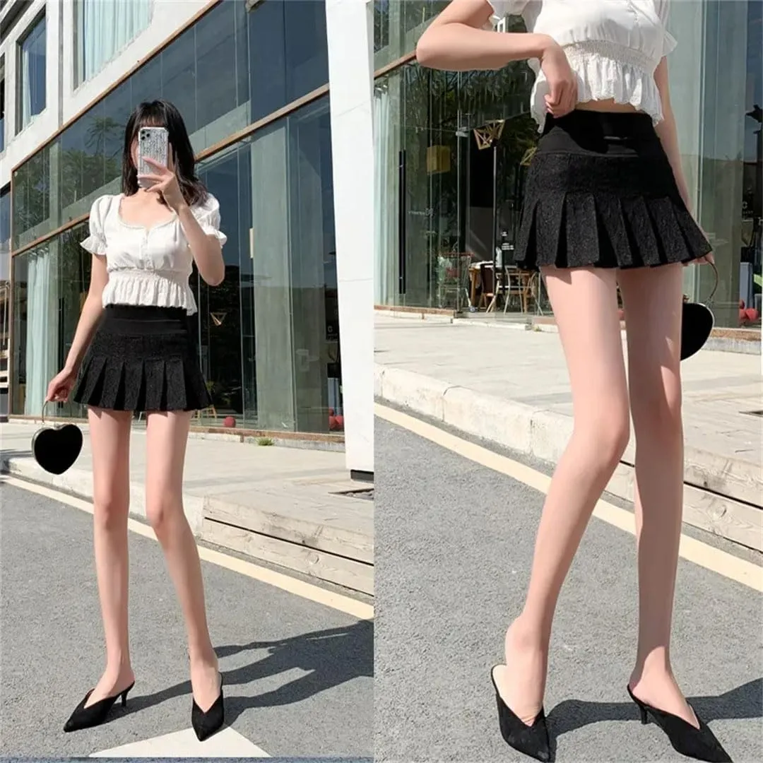 Women High Waist Mini Skirt Lace Fashion Pleated Skirts