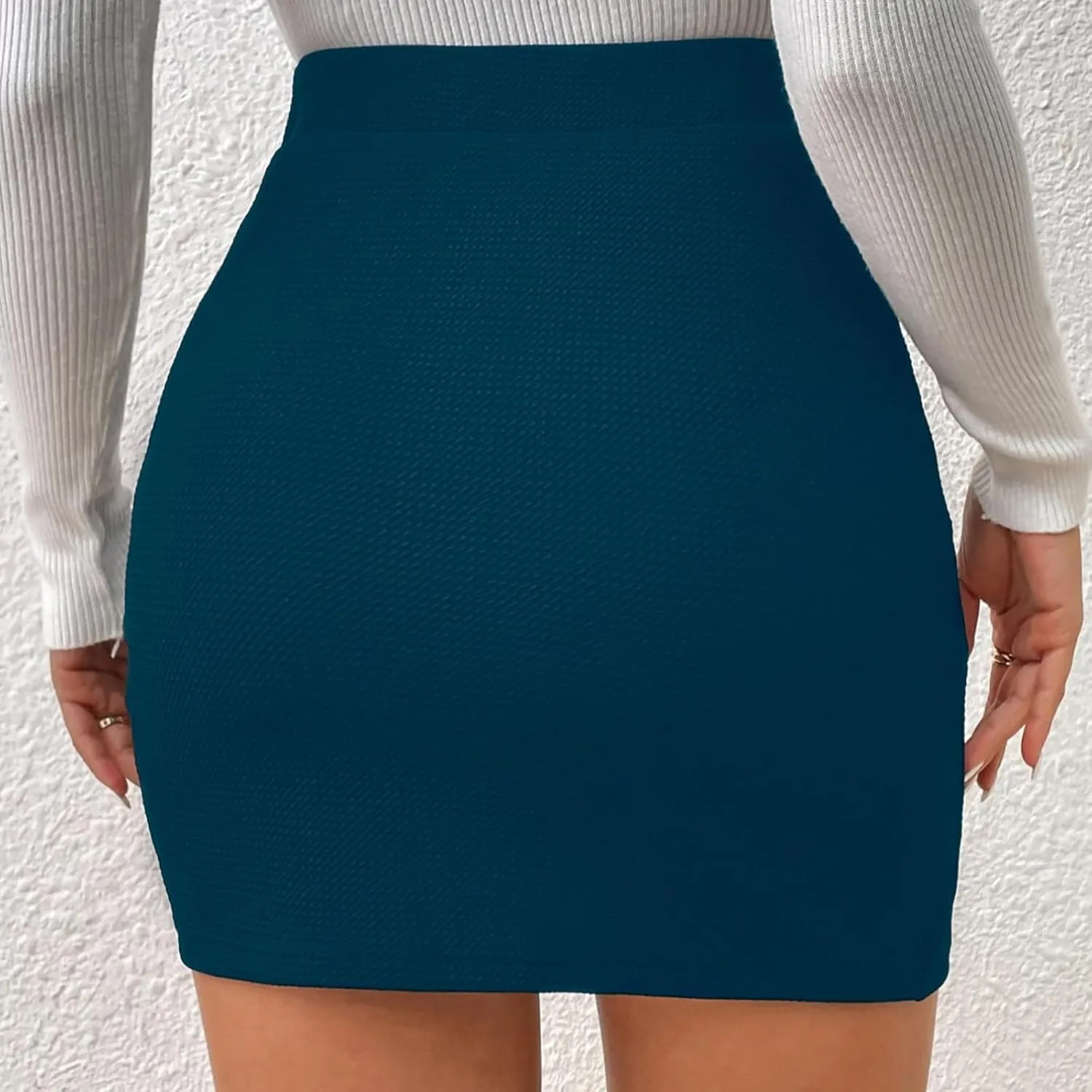 Women Mini Pencil Skirt Elastic High Waist Ruched Above Knee Basic Bodycon Skirts Sexy Fashion Business Work Skorts