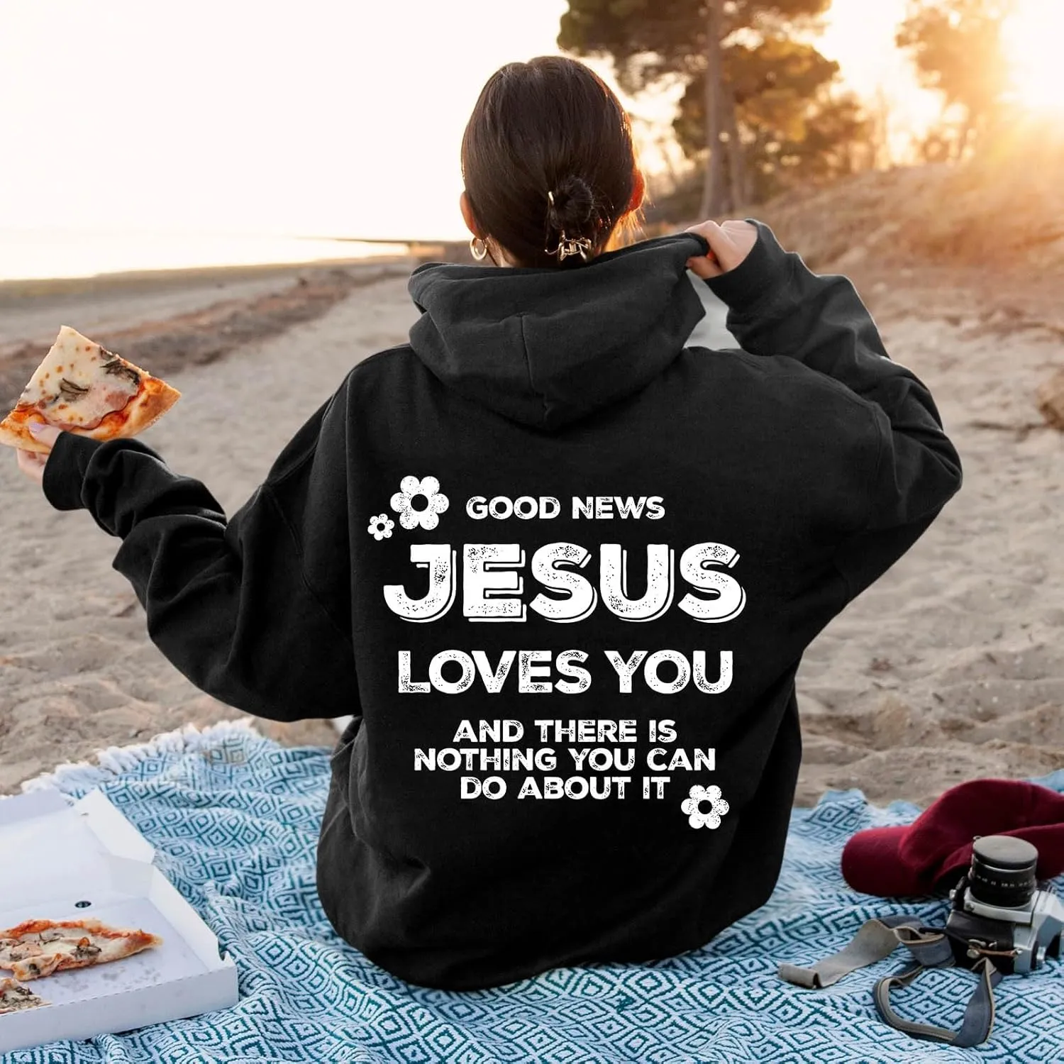 Women Oversize Letter Graphic Print Sweatshirt Crewneck Long Sleeve Loose Hooded Pullover Top with Pockets, 5X-Large