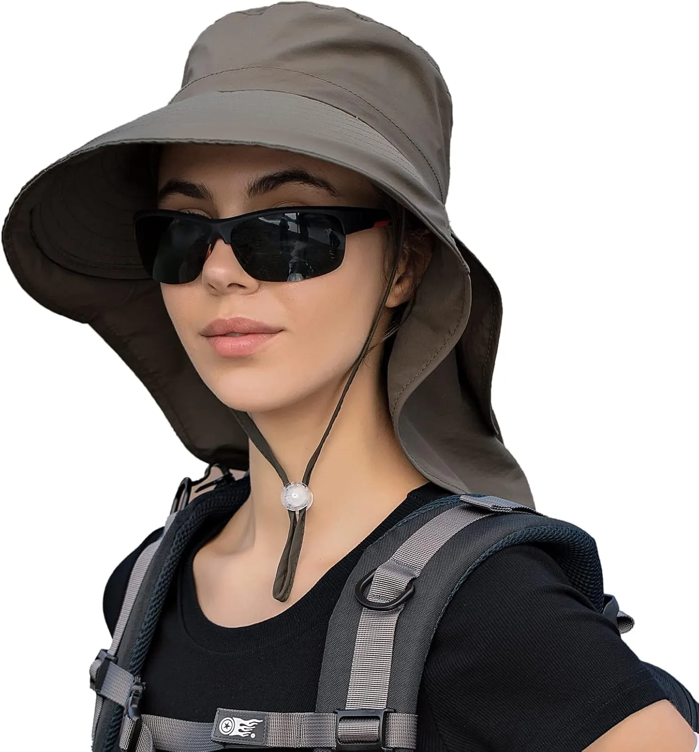 Women Sun Hats UV Protection Wide Brim Foldable Ponytail Hole Beach Hats with Neck Cover for Gardening