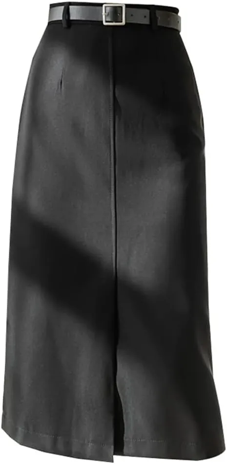 Women Vintage High Waist Midi Elegant Office Wear Wrap Skirts Solid Split Bodycon Pencil Skirt