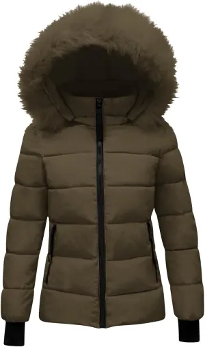 Women Winter Long Puffer Coat Warm Thicken Coats down Jacket Long Snow Parka Jacket with Removable Faux Fur Trim Hood
