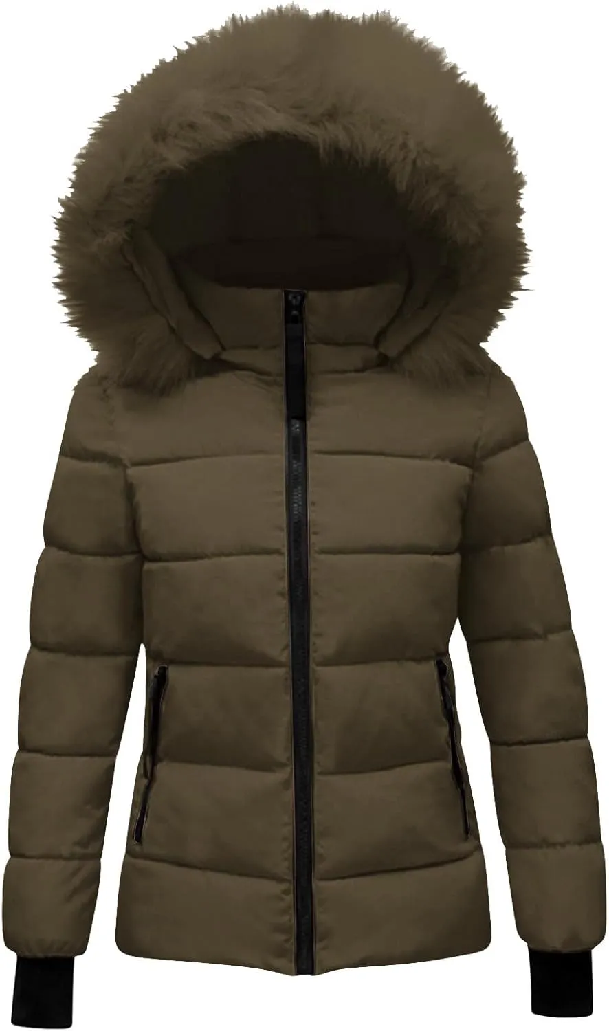 Women Winter Long Puffer Coat Warm Thicken Coats down Jacket Long Snow Parka Jacket with Removable Faux Fur Trim Hood