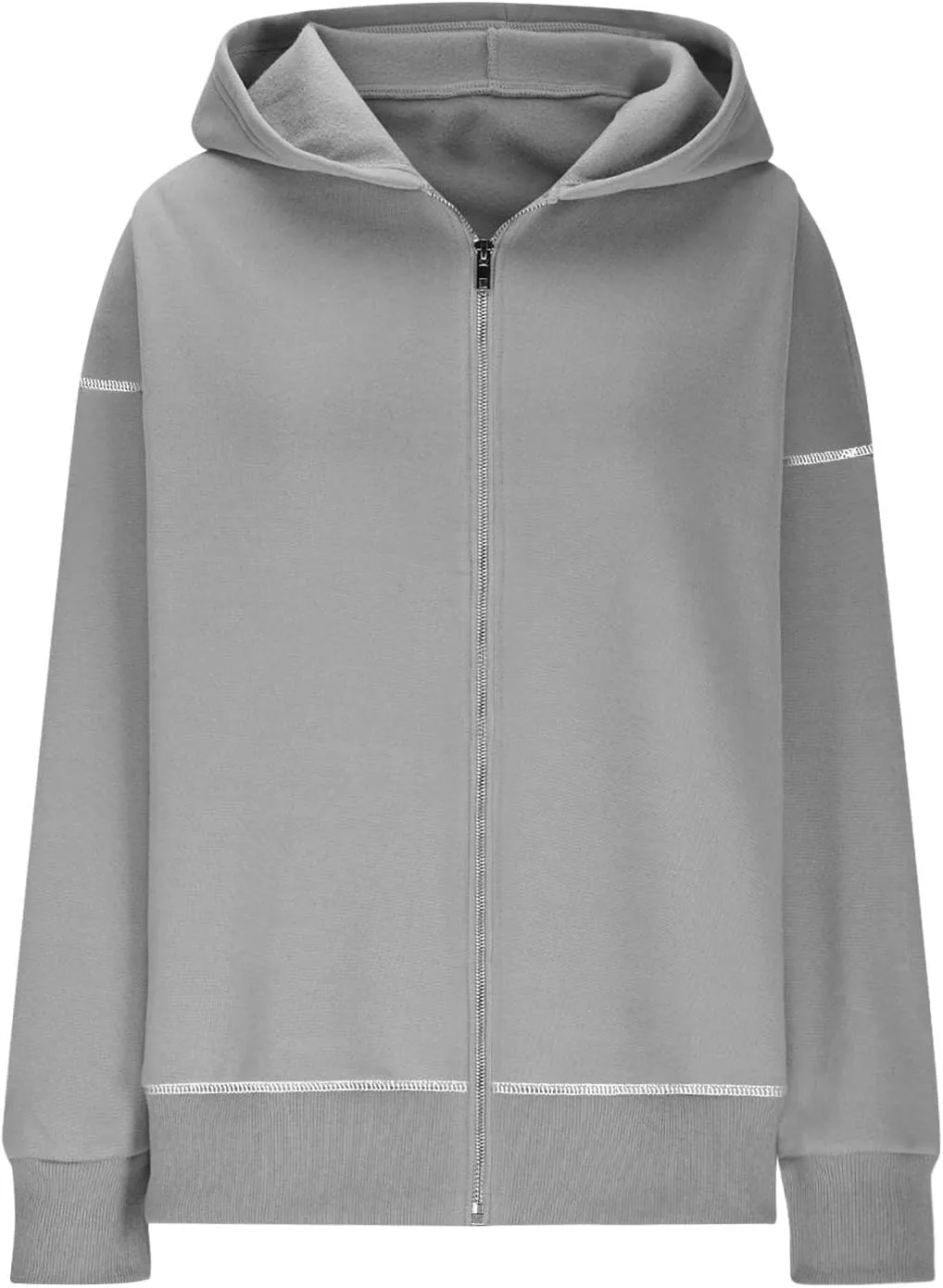 Women Y2K Cropped Hoodie Jackets Zip Up Drop Shoulder Long Sleeve Outwear Winter Casual Loose Fit Fleece Sweatshirt