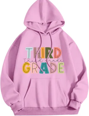 Womens Autumn Hoodies Loose Letter Print Drawstring Hooded Long Sleeve Pullover Sweatshirts Oversized Streetwear Tops