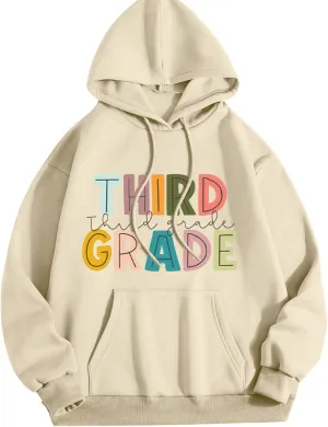 Womens Autumn Hoodies Loose Letter Print Drawstring Hooded Long Sleeve Pullover Sweatshirts Oversized Streetwear Tops