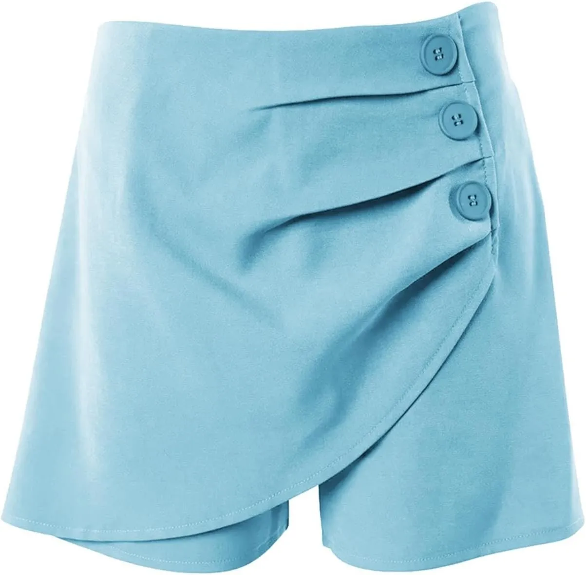 Womens Button Front Wrap Skirts High Waist Tummy Control Dressy Skorts Summer Solid Ruffle Casual Workwear Outfits