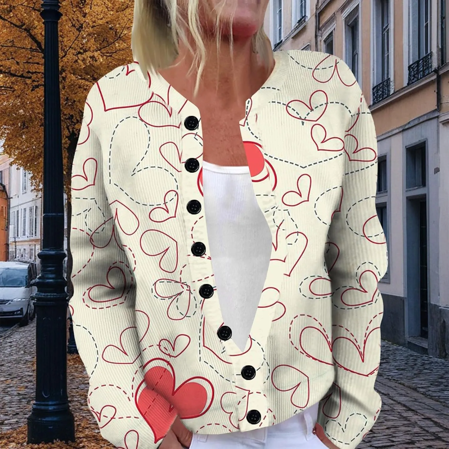 Womens Chunky Cardigan Cable Knit Sweaters for Women 2025 Trendy Love Heart Y2K Knitted Outerwear