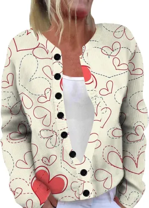 Womens Chunky Cardigan Cable Knit Sweaters for Women 2025 Trendy Love Heart Y2K Knitted Outerwear