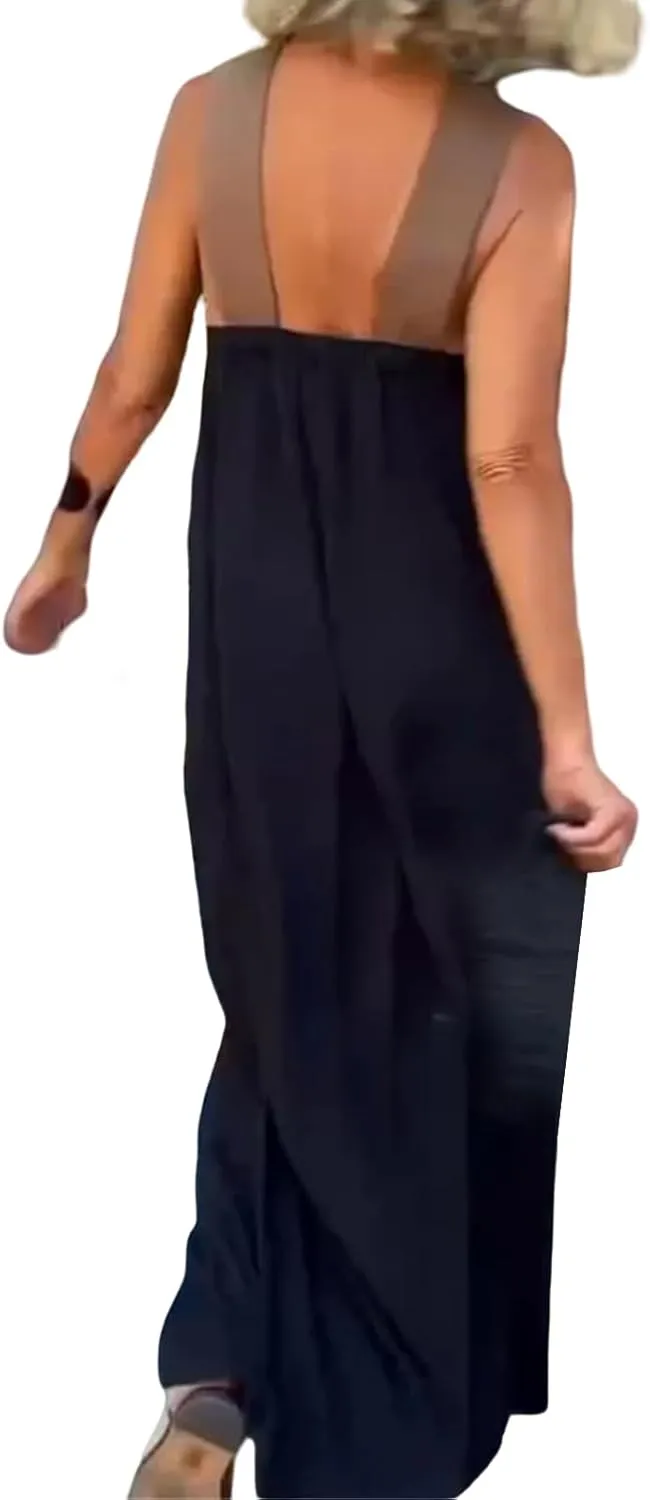 Womens Halter Neck Dress Criss Cross Sleeveless Backless Maxi Dress Summer Casual Sexy Boho A Line Dresses