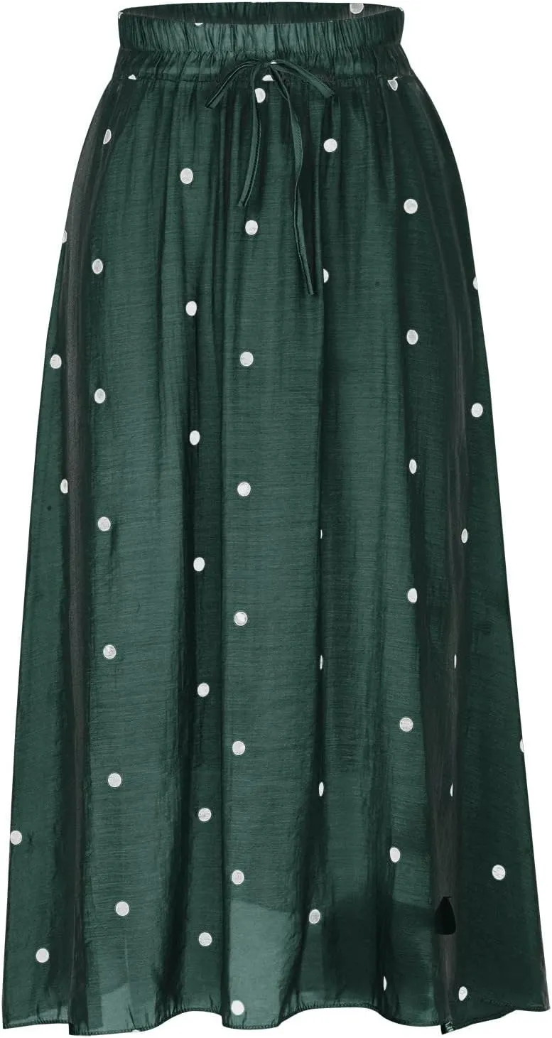 Women's High Cut Tie Knot Polka Dot Maxi Long Midi Mini Petite Skirts Loose Fit Skirt for Women Linen Skirts 2025