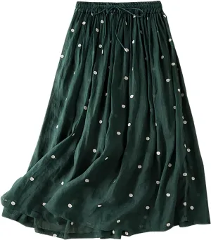 Women's High Cut Tie Knot Polka Dot Maxi Long Midi Mini Petite Skirts Loose Fit Skirt for Women Linen Skirts 2025