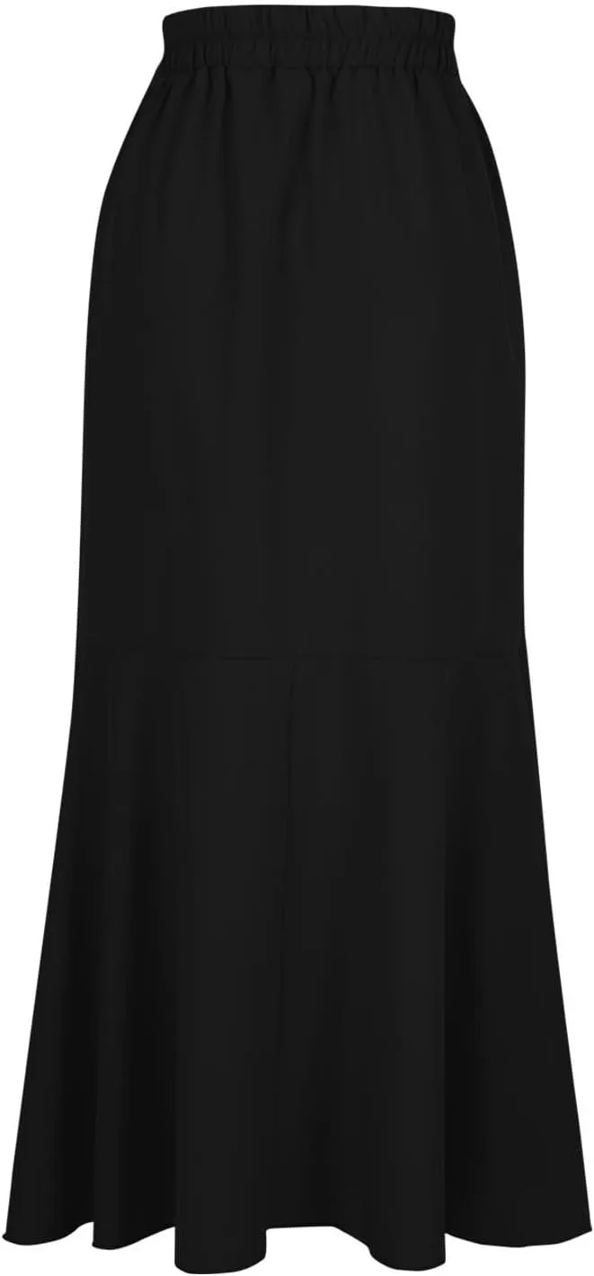 Women's Irregular Ruffle Hem Wrap Skirts Summer Bohemian Flowy Maxi Skirt Trendy Young Women Glamorous Casual Dress
