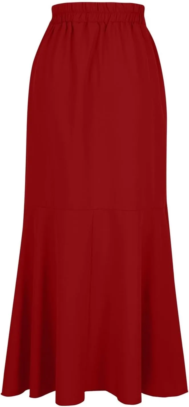 Women's Irregular Ruffle Hem Wrap Skirts Summer Bohemian Flowy Maxi Skirt Trendy Young Women Glamorous Casual Dress