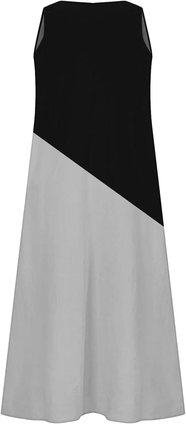 Womens Linen Dress Summer Dresses for Women Plus Size Beach Dress Casual Sundresses Sexy Sleeveless Dress Flowy Midi