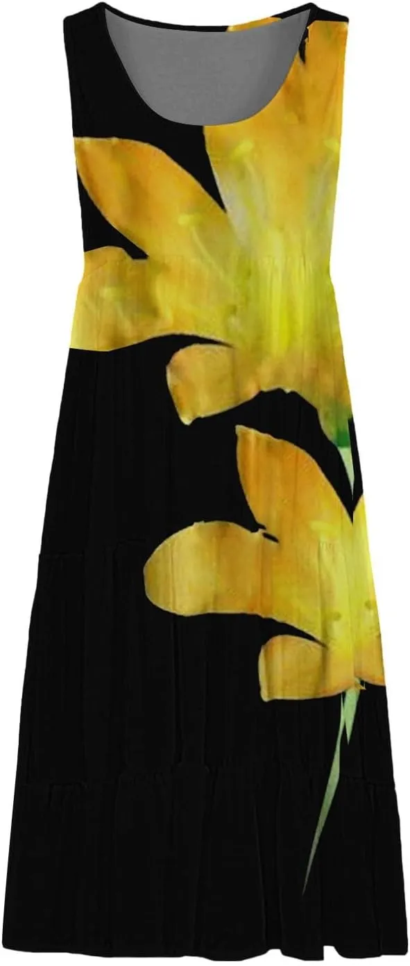 Womens Linen Dress Summer Dresses for Women Plus Size Beach Dress Casual Sundresses Sexy Sleeveless Dress Flowy Midi