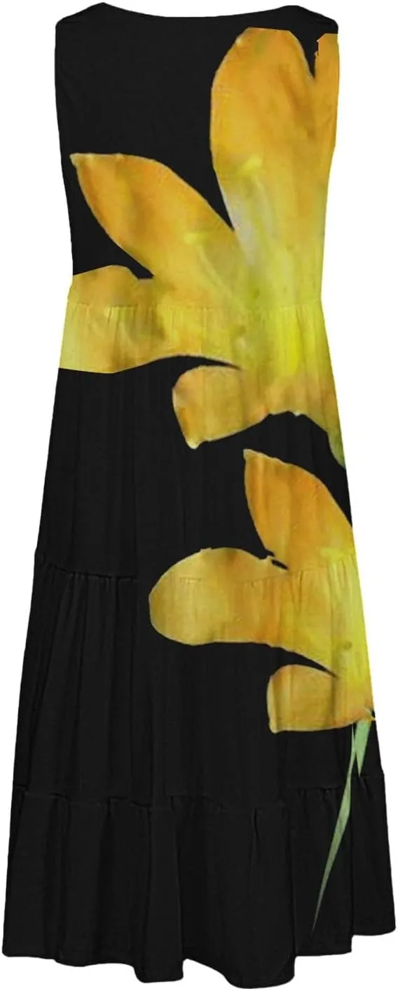 Womens Linen Dress Summer Dresses for Women Plus Size Beach Dress Casual Sundresses Sexy Sleeveless Dress Flowy Midi