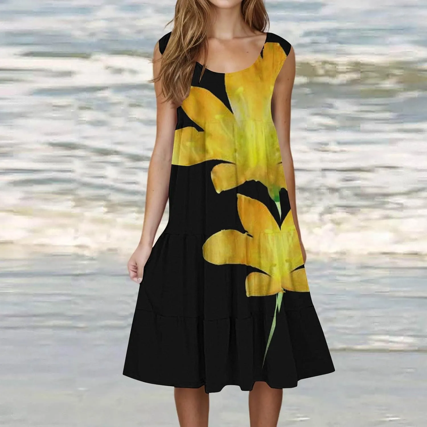 Womens Linen Dress Summer Dresses for Women Plus Size Beach Dress Casual Sundresses Sexy Sleeveless Dress Flowy Midi