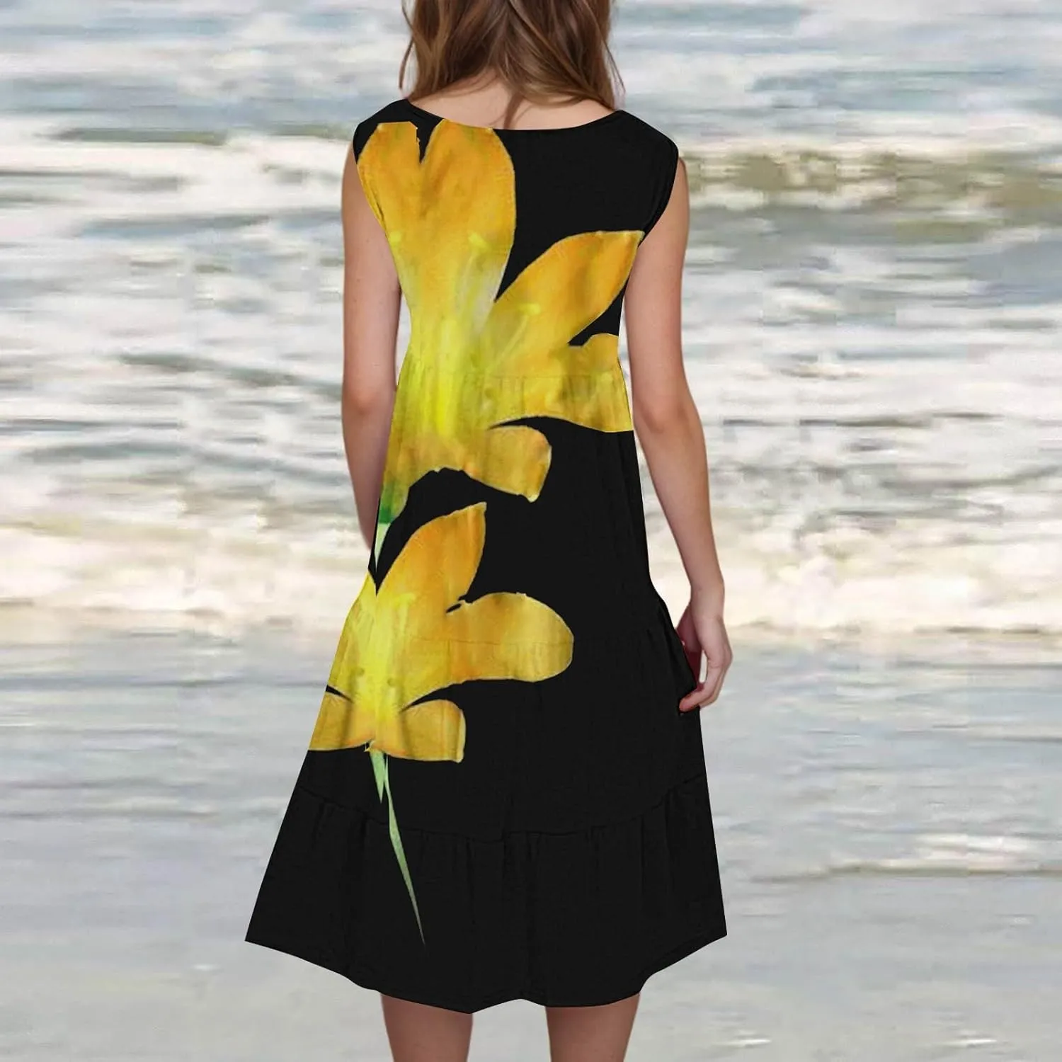 Womens Linen Dress Summer Dresses for Women Plus Size Beach Dress Casual Sundresses Sexy Sleeveless Dress Flowy Midi