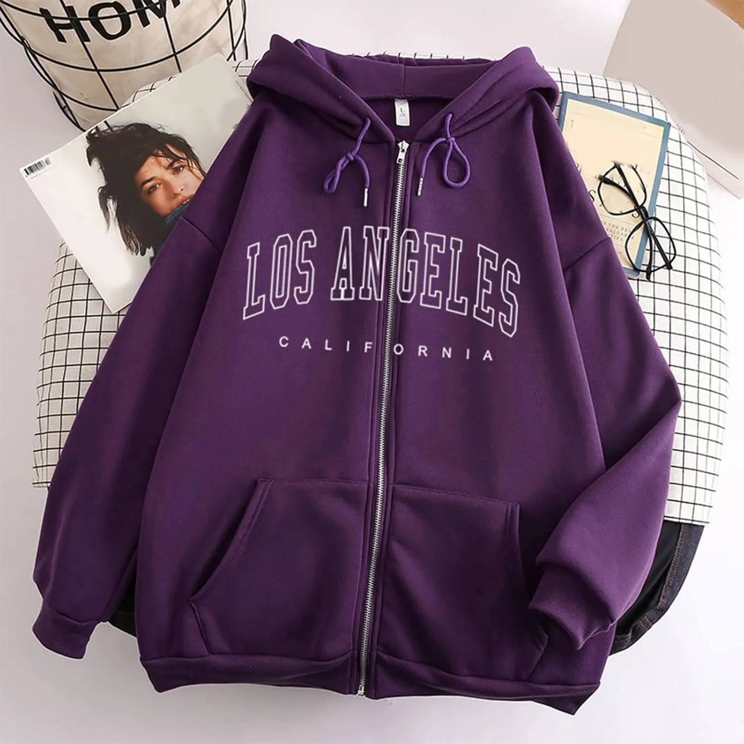 Womens Los Angeles California Comfort Hoodies Letter Zipper Up Workou Graphic Hooded Sweatshirts for Teens Zip Up Y2K