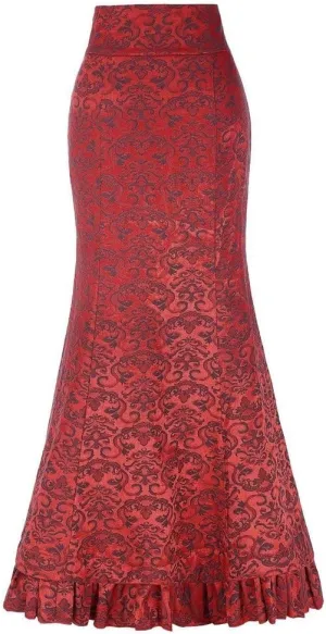 Womens Retro Lace-Up Drawstring Tiered Ruffle Maxi Long Mermaid Pencil Skirt Punk Style Retro Bodycon Ruffle Skirts