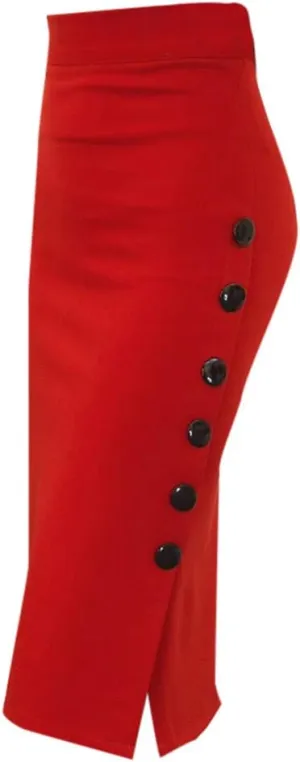 Womens Skirt Side Split High Elastic Waist Workout Business A Line Skirts Slim Fit Midi Length Womens Trendy Clothes