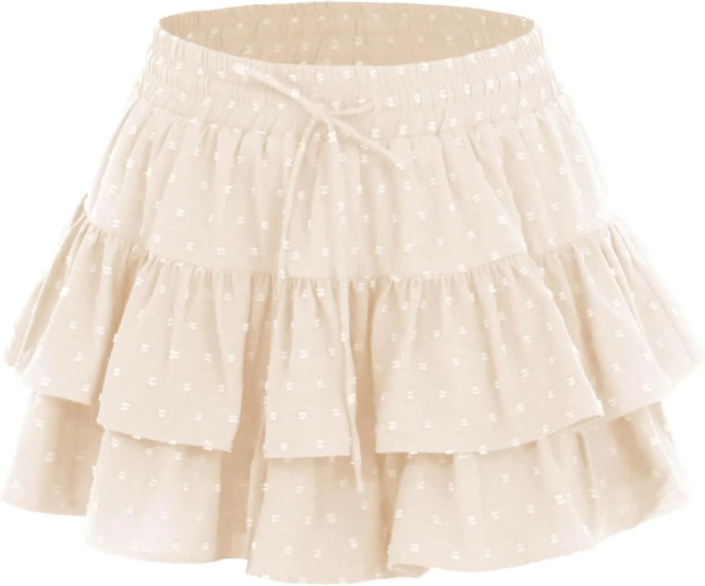 Women's Summer Boho Ruffle Tiered Mini Skirt 2025 Drawstring Elastic Waist Skorts Flowy Casual Skirts with Inner Shorts