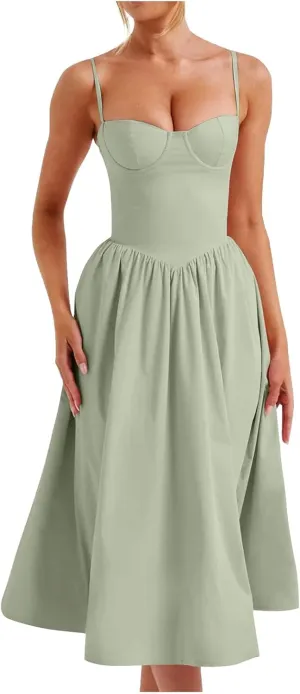Womens Summer Dresses Floral Sleeveless Smocked Maxi Dress 2025 Spaghetti Strap A Line Flowy Beach Long Sundress