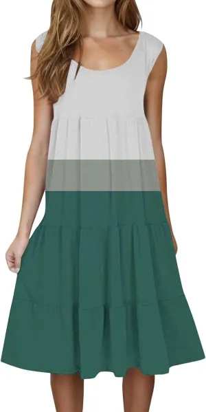 Womens Summer Dresses Summer Dresses for Women Plus Size Beach Dress Casual Sundresses Sexy Sleeveless Dress Flowy