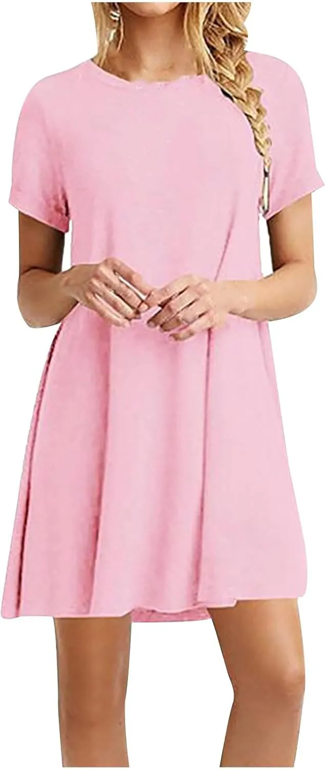 Womens Summer Floral Boho Casual Beach Maxi Dress with Pockets V Neck Short Sleeve Flowy Tiered Ruffle Smocked Elastic Waist