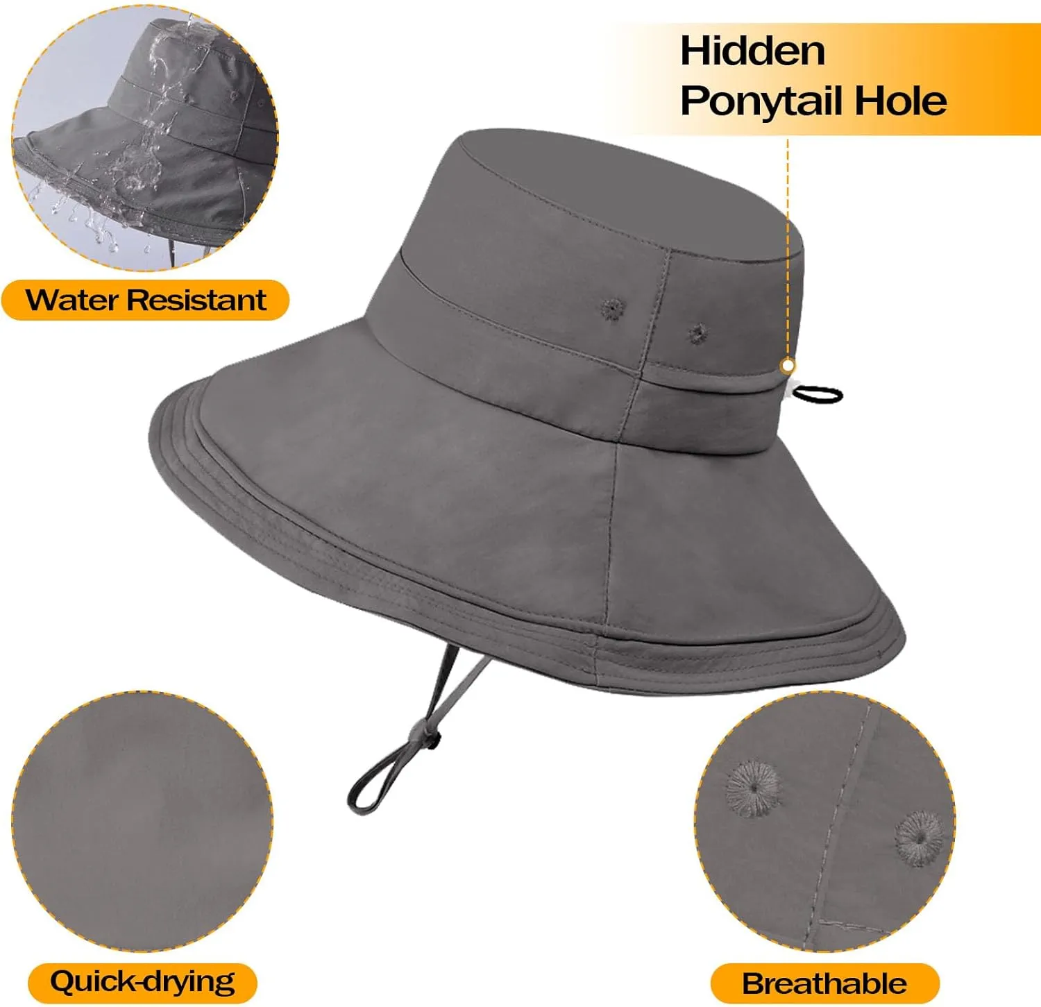 Womens Sun Hat with Ponytail Hole Beach Summer Hat Wide Brim Packable Gardening Hats